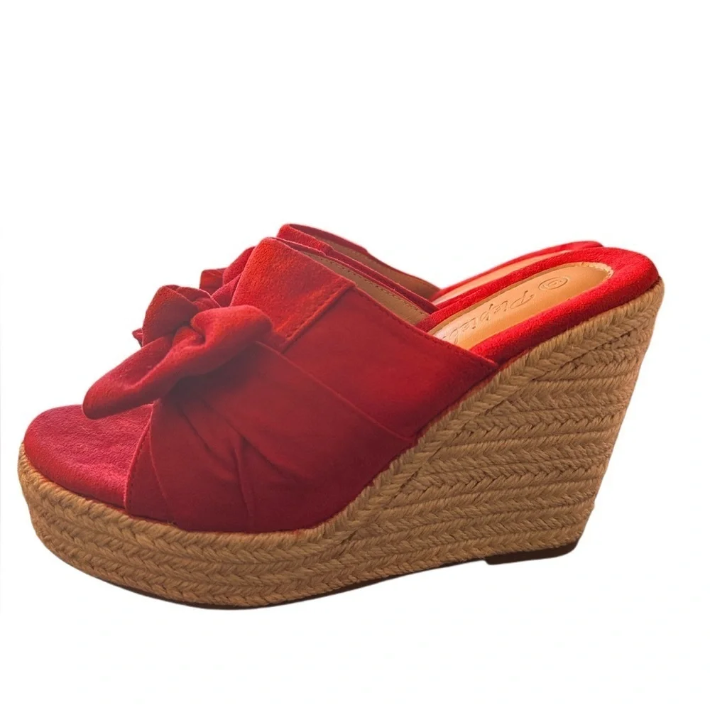 NEW WOMENS PIEPIEBUY PLATFORM ESPADRILLE SLIP ON WEDGE SANDALS  SIZE 6